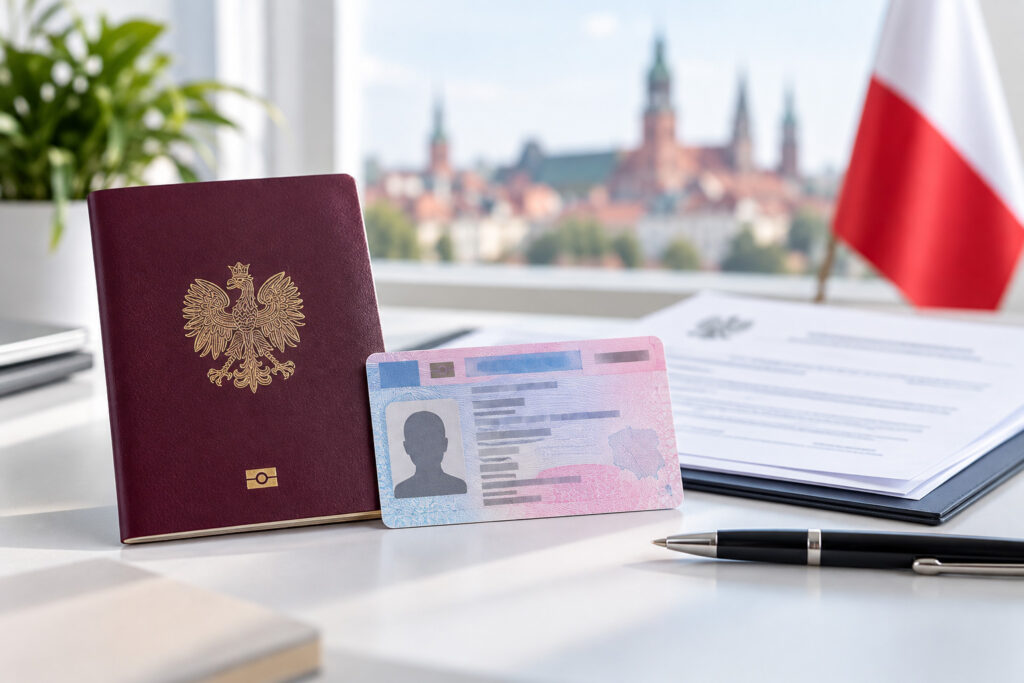 Polish Immigration Documents at Desk