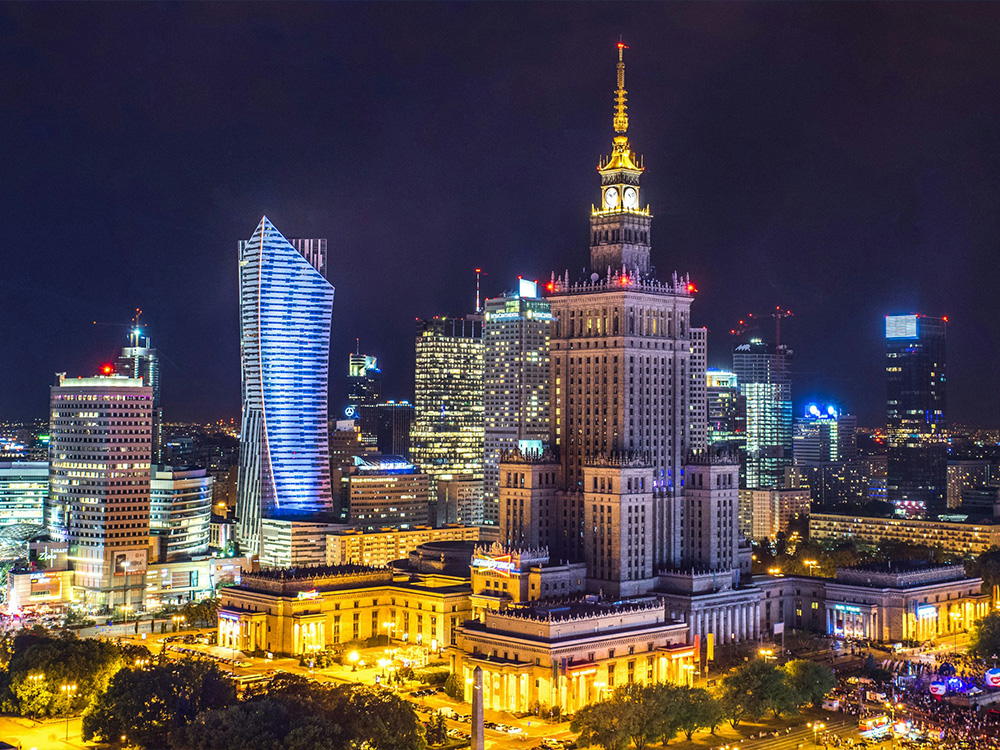 Warsaw in night